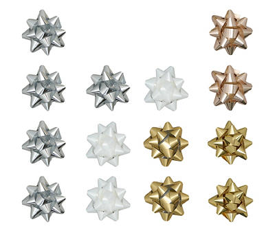 Gold, Silver & White Gift Bows, 14-Pack