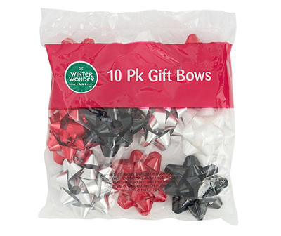Black, Red, Silver & White Gift Bows, 10-Pack