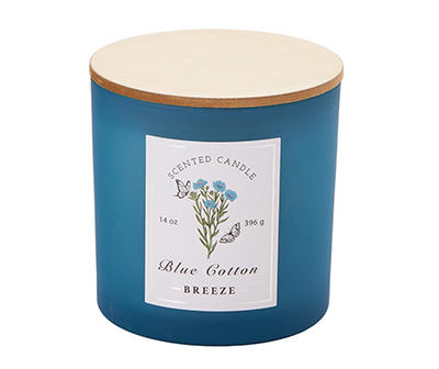 Blue Cotton Breeze 2-Wick Frosted Glass Candle, 14 Oz.