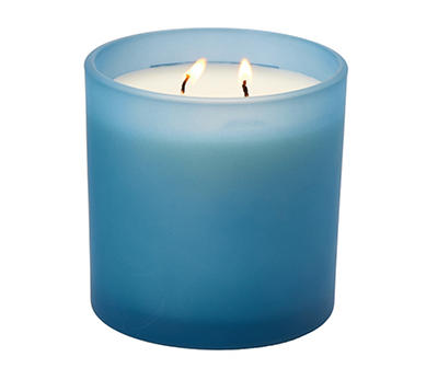 Blue Cotton Breeze 2-Wick Frosted Glass Candle, 14 Oz.