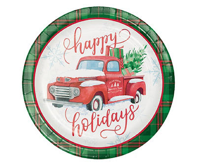 "Happy Holidays" Vintage Truck Paper Dessert Plates, 32-Pack