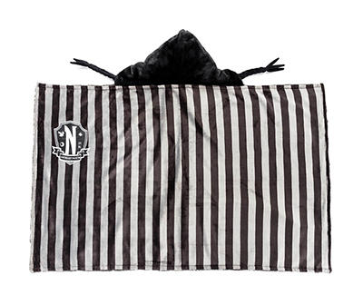 Wednesday Black Stripe Hooded Blanket