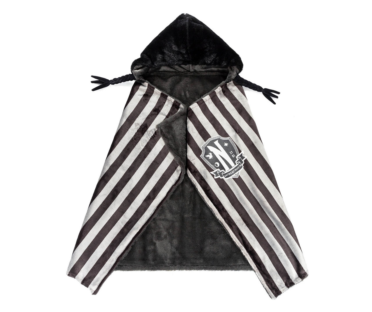 Wednesday Black Stripe Hooded Blanket Big Lots