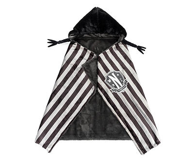 Wednesday Black Stripe Hooded Blanket