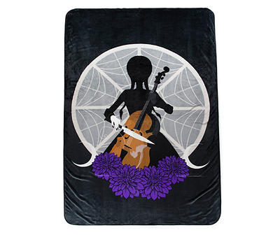 Wednesday Black & Purple Violin Oversize Throw, (60" x 90")