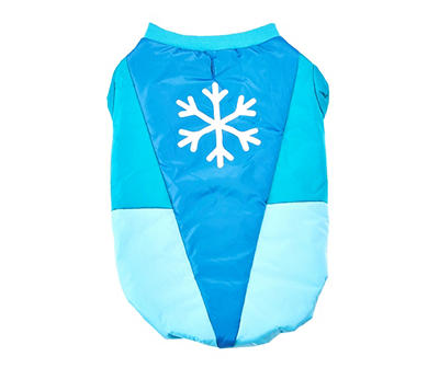 Pet Large Blue Snowflake Color Block Jacket