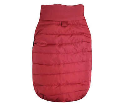 Pet Small Red & Gray Reversible Quilted Jacket