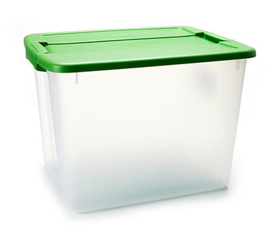 12-Gal. Clear Latch Storage Tote With Green Lid