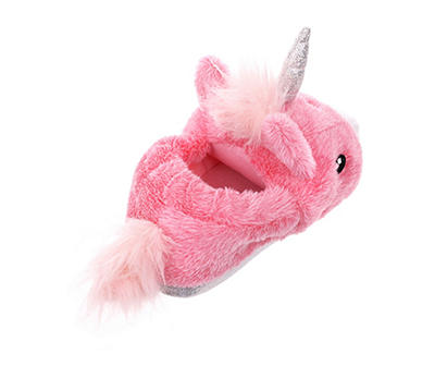 Toddler M Light Pink Unicorn Faux Fur Moccasin Slipper