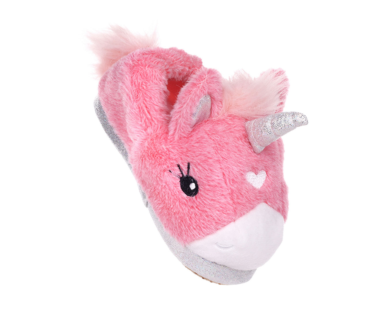 Pink fluffy unicorn store slippers