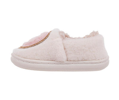 Toddler S Ivory & Pink Smiley Face Scuff Slipper