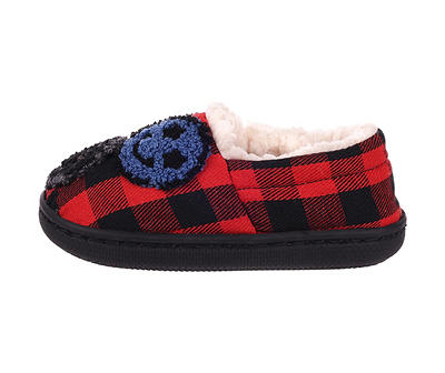 Toddler S Red Plaid Smiley Face Scuff Slipper