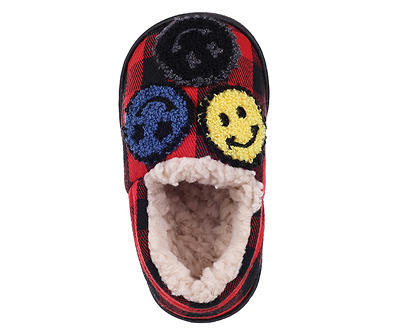 Toddler S Red Plaid Smiley Face Scuff Slipper