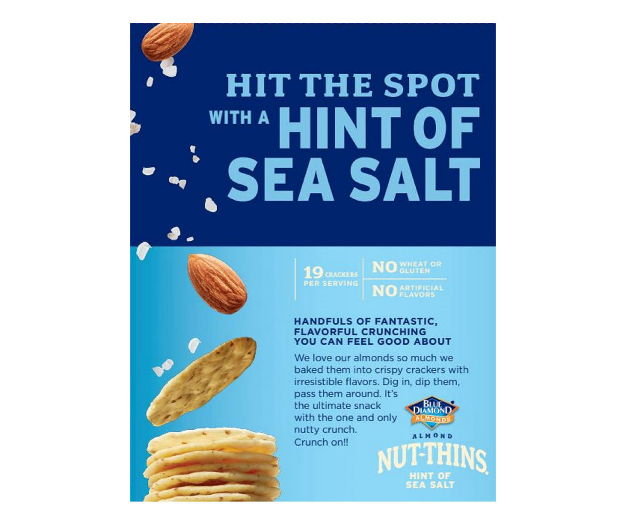 Blue Diamond Nut Thins Crackers, Hint of Sea Salt, 4.25oz Box