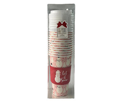 "Let It Snow" Snowman Hot To Go Cups, 12-Count