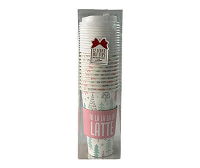 "Fa La Latte" Tree & Star Hot To Go Cups, 12-Count