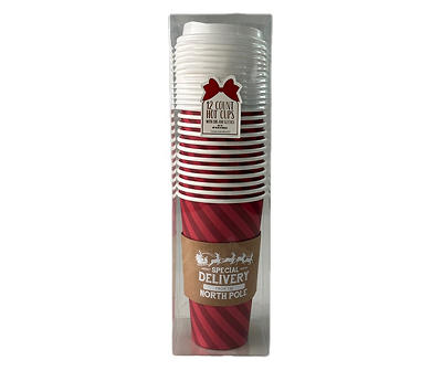 "Special Delivery" Stripe & Santa Hot To Go Cups, 12-Count