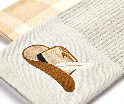 Microchip Gray & Tan Feather Fedora 2-Piece Kitchen Towel Set