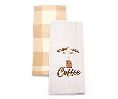 Microchip Gray & Tan Coffee 2-Piece Kitchen Towel Set