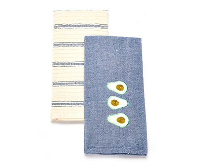 Navy Peony Avocado 2-Piece Kitchen Towel Set