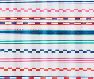 Tropicoastal White Multi-Color Patterned Stripe 13-Piece Shower Curtain Set