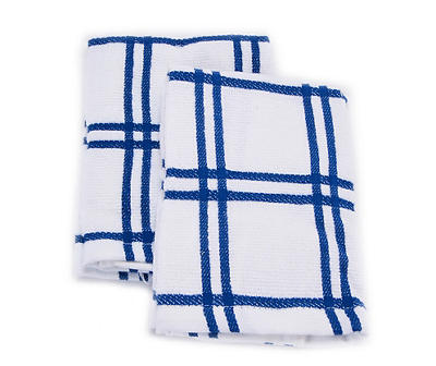 White & Blue Plaid Dishcloths, 2-Pack