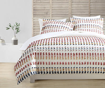 Farnham White & Terra-Cotta Tufted Full/Queen 3-Piece Comforter Set