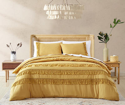 Willa Marigold Tassel Stripe Twin XL 2-Piece Comforter Set