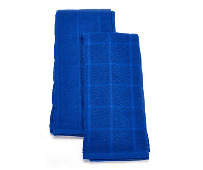 Blue Grid-Texture Cotton Kitchen Towels, 2-Pack