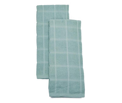 Light Blue Textured Grid Kitchen Towels, 2-Pack