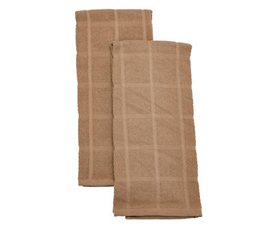 Sand Textured Grid Kitchen Towels, 2-Pack