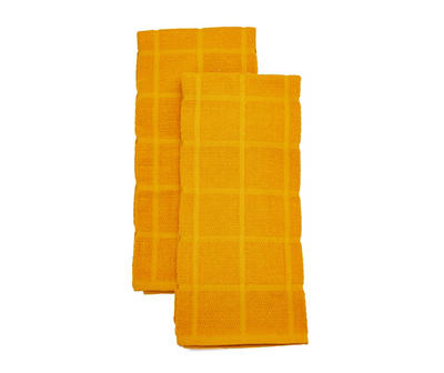 Orange Textured Grid Kitchen Towels, 2-Pack
