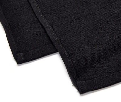 Black Grid-Texture Cotton Kitchen Towels, 2-Pack