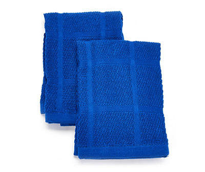 Blue Grid-Texture Cotton Dishcloths, 2-Pack