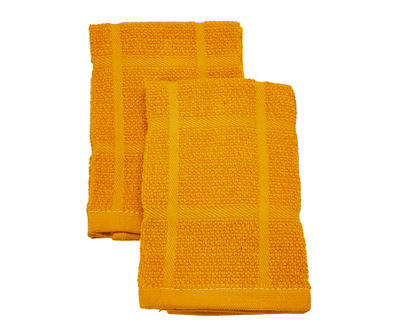 Orange Textured Grid Dishcloths, 2-Pack