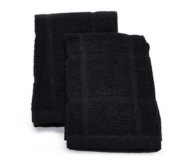 Black Grid-Texture Cotton Dishcloths, 2-Pack