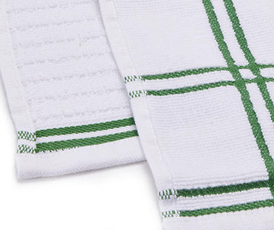 White & Dark Ivy Plaid & Stripe Cotton Kitchen Towels, 2-Pack