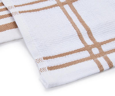 White & Sand Grid Plaid Kitchen Towels, 2-Pack