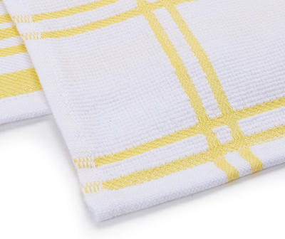 White & Yellow Grid Plaid Kitchen Towels, 2-Pack