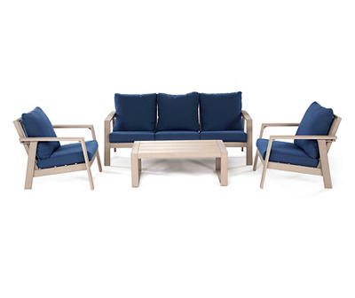 Birchcrest 4-Piece Wood Look Cushioned Patio Seating Set