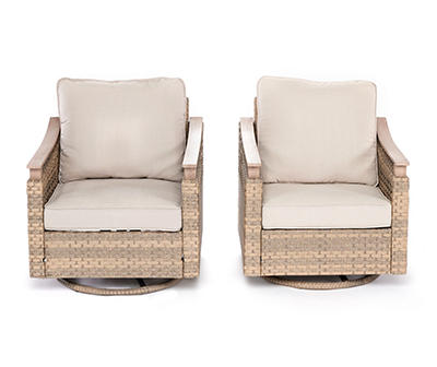 San Marino Wicker Cushioned Patio Glider Chairs, 2-Pack