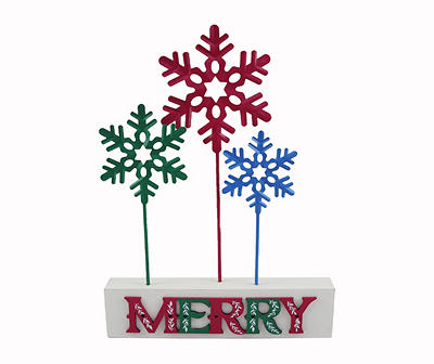"Merry" Snowflakes Tabletop Decor