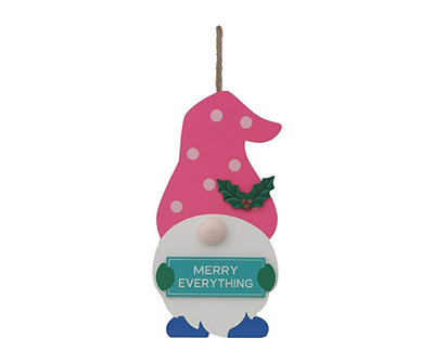"Merry Christmas" Pink Gnome Hanging Wall Decor