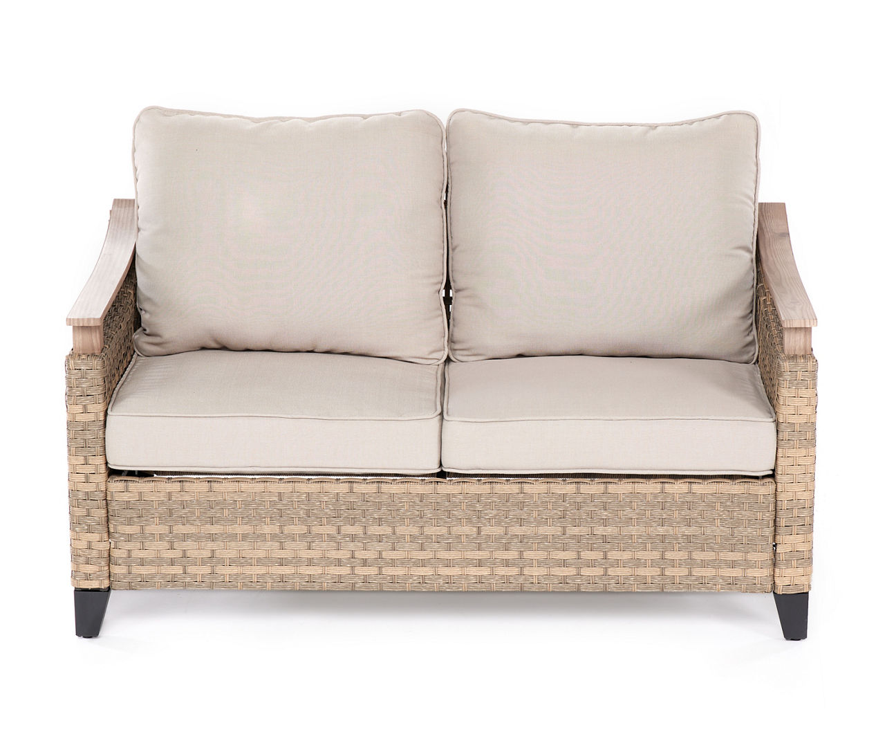 San Marino Tan Wicker Cushioned Patio Loveseat