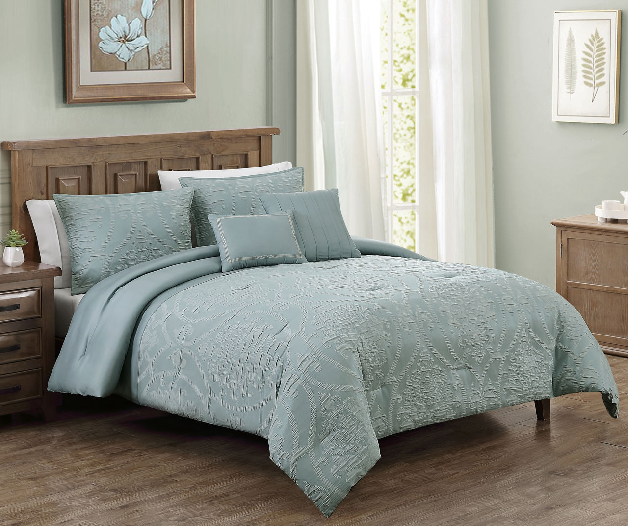 Broyhill Broyhill Alyson Dusty Teal Scrollwork Comforter Set | Big Lots