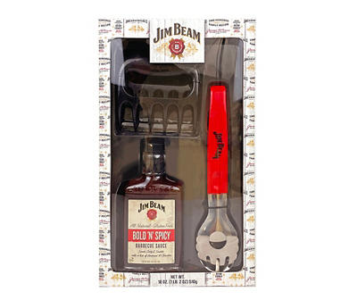 Jim Beam Barbecue Sauce, Tongs & Claws Gift Set, 18 Oz.