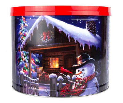 Snowman Cabin Popcorn Tin, 18.5 Oz.