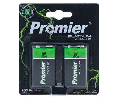Platinum 9 Volt Alkaline Battery, 2-Pack
