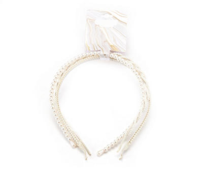 Ivory Imitation Pearl 3-Piece Beaded Headband Set