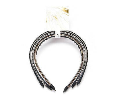 Pewter & Bronze 3-Piece Braided Faux Leather Headband Set